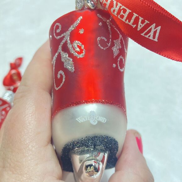 Waterford Holiday Heirloom Ice Dancing Skates Pair Glass Ornaments 144271 w Box - Picture 7 of 13